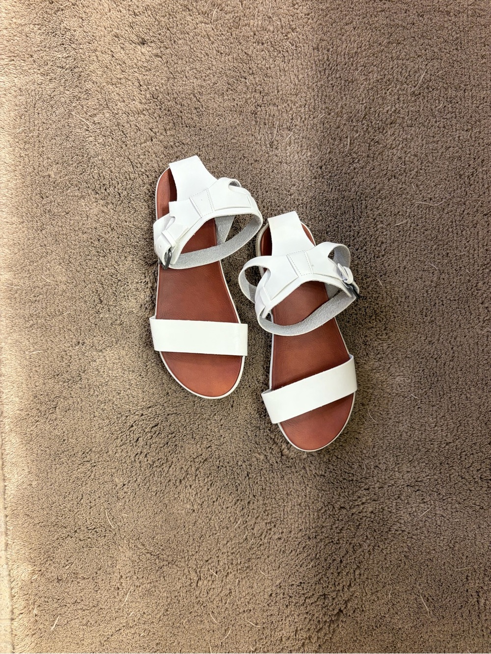 MIA White Leather Double-Strap Ankle Sandals